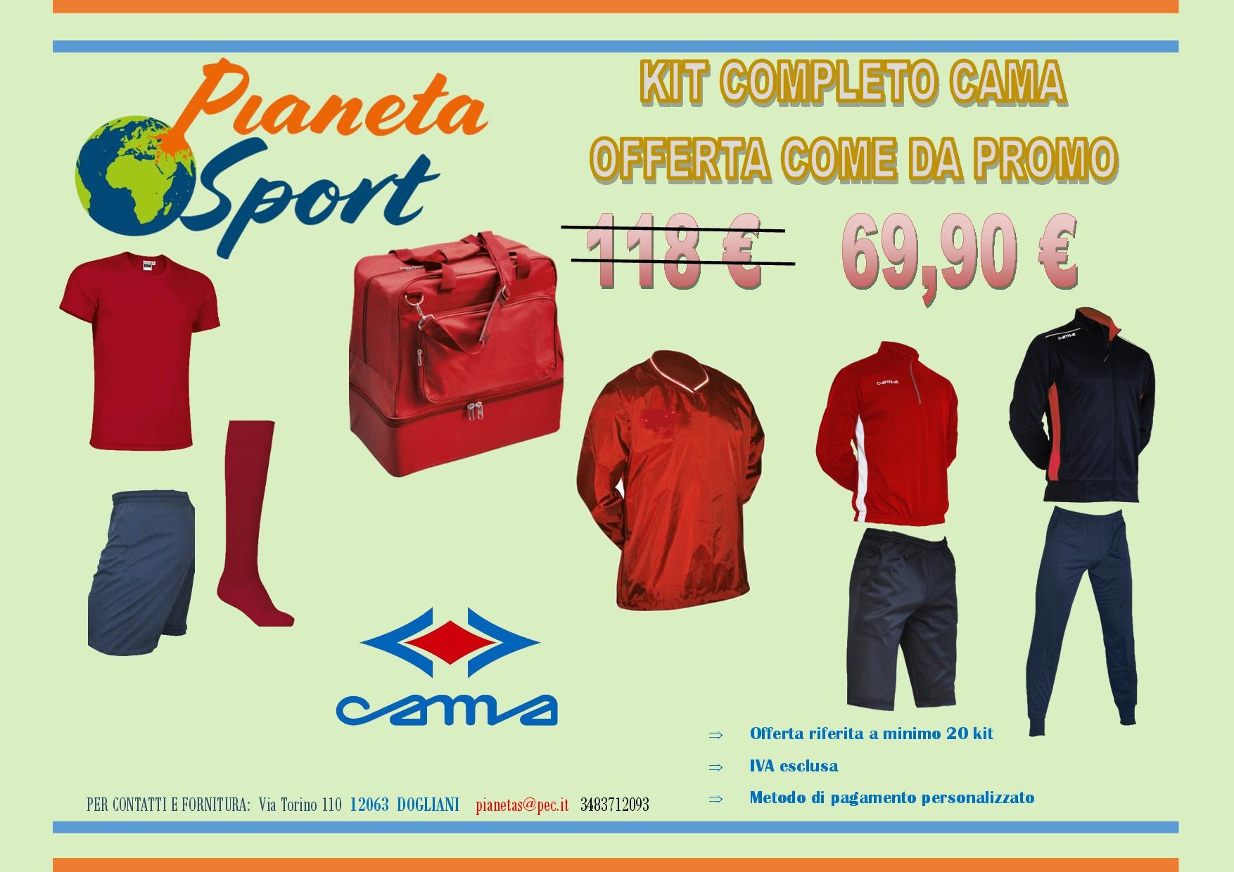 Offerta per Kit Personalizzati per Societa' e Gruppi Sportivi